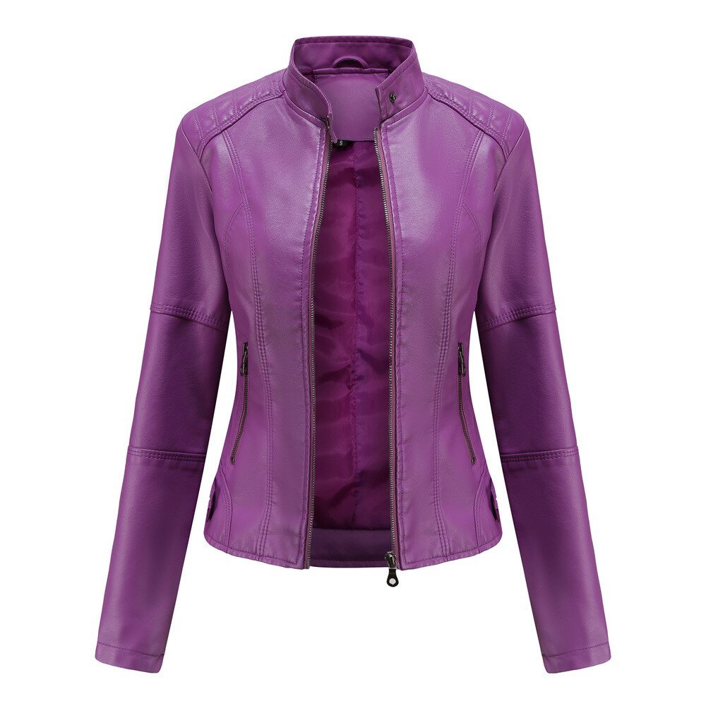 Bellaso Lederjacke für Damen mit Mao-Kragen – klassischer Stil