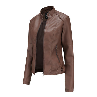 Bellaso Lederjacke für Damen mit Mao-Kragen – klassischer Stil