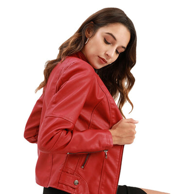 Bellaso Lederjacke für Damen mit Mao-Kragen – klassischer Stil