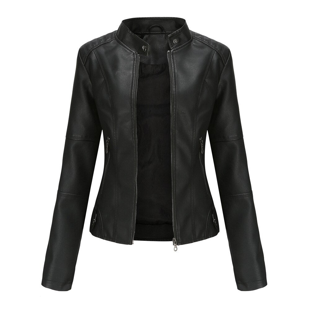 Bellaso Lederjacke für Damen mit Mao-Kragen – klassischer Stil