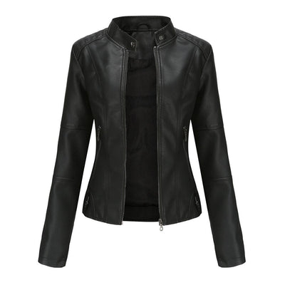 Bellaso Lederjacke für Damen mit Mao-Kragen – klassischer Stil