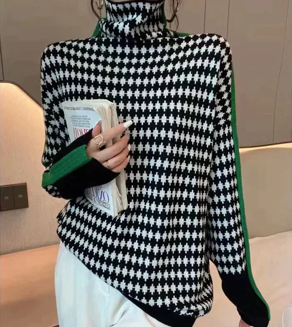Bellaso moreau | turtle-neck gemusterter pullover