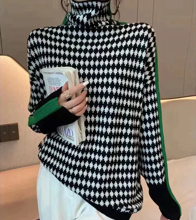 Bellaso moreau | turtle-neck gemusterter pullover