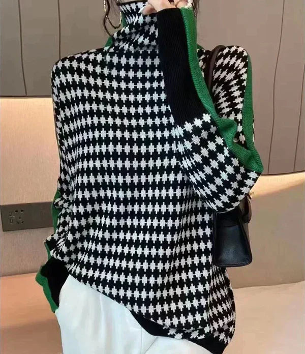 Bellaso moreau | turtle-neck gemusterter pullover