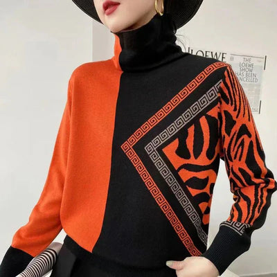 Bellaso laurent | turtle-neck eleganter bedruckter pullover