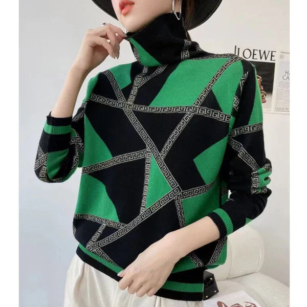 Bellaso laurent | turtle-neck eleganter bedruckter pullover