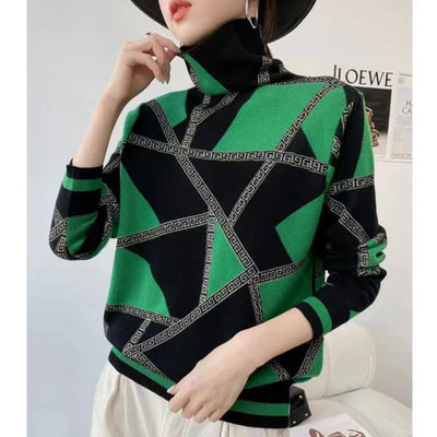 Bellaso laurent | turtle-neck eleganter bedruckter pullover