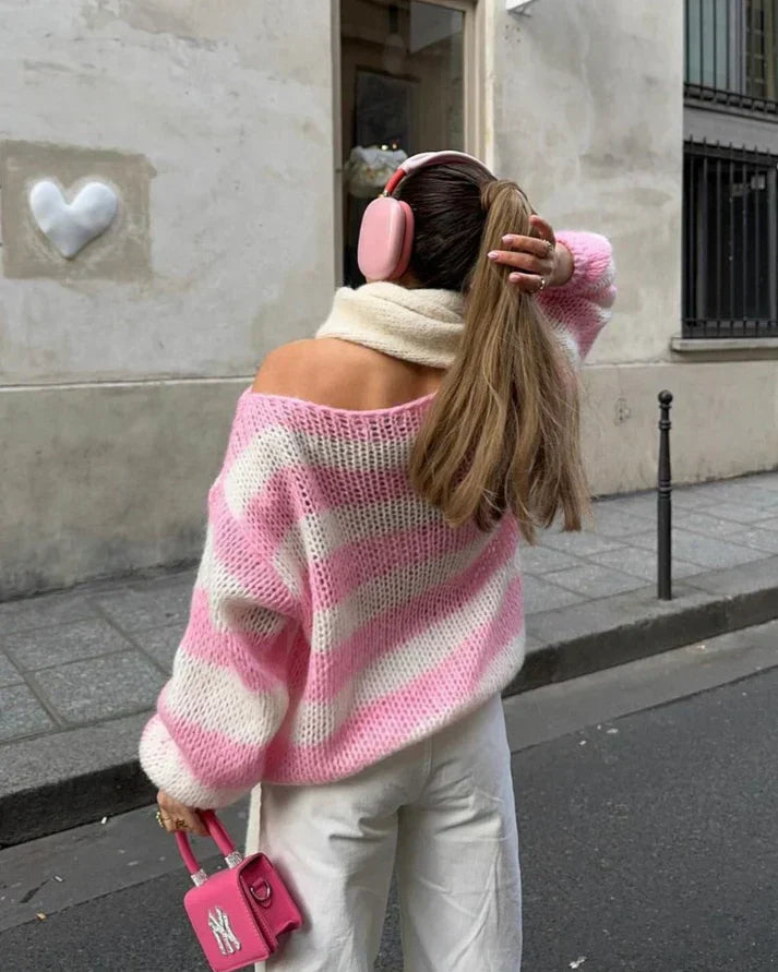 Bellaso -  Gestreifter HerbstStrickpullover
