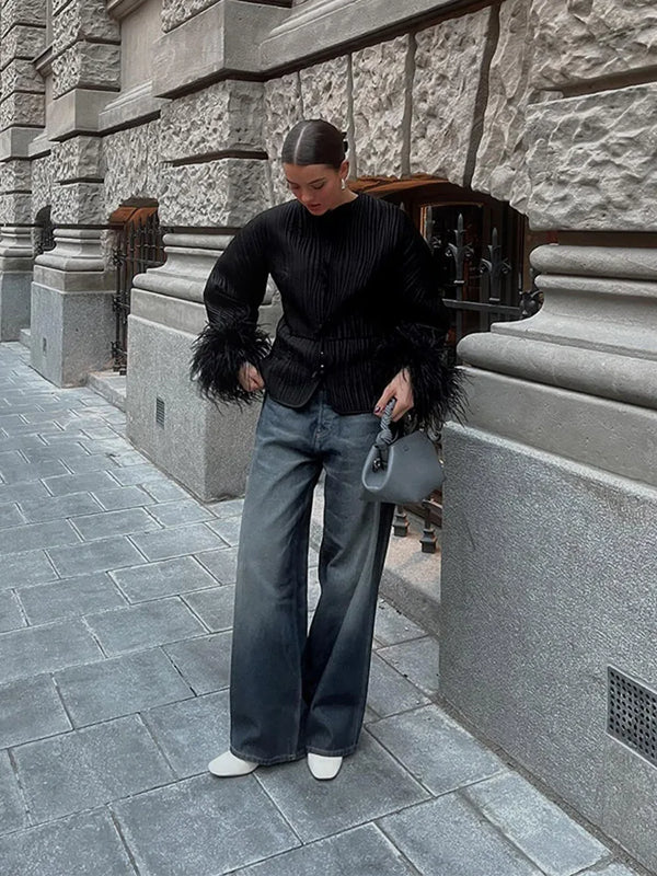 Bellaso - Jacke mit Federn
