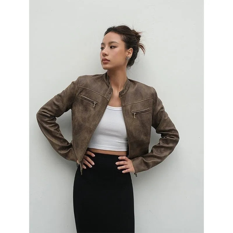 Schneider Mode | Damen-Kurze Bikerjacke aus Lederimitat