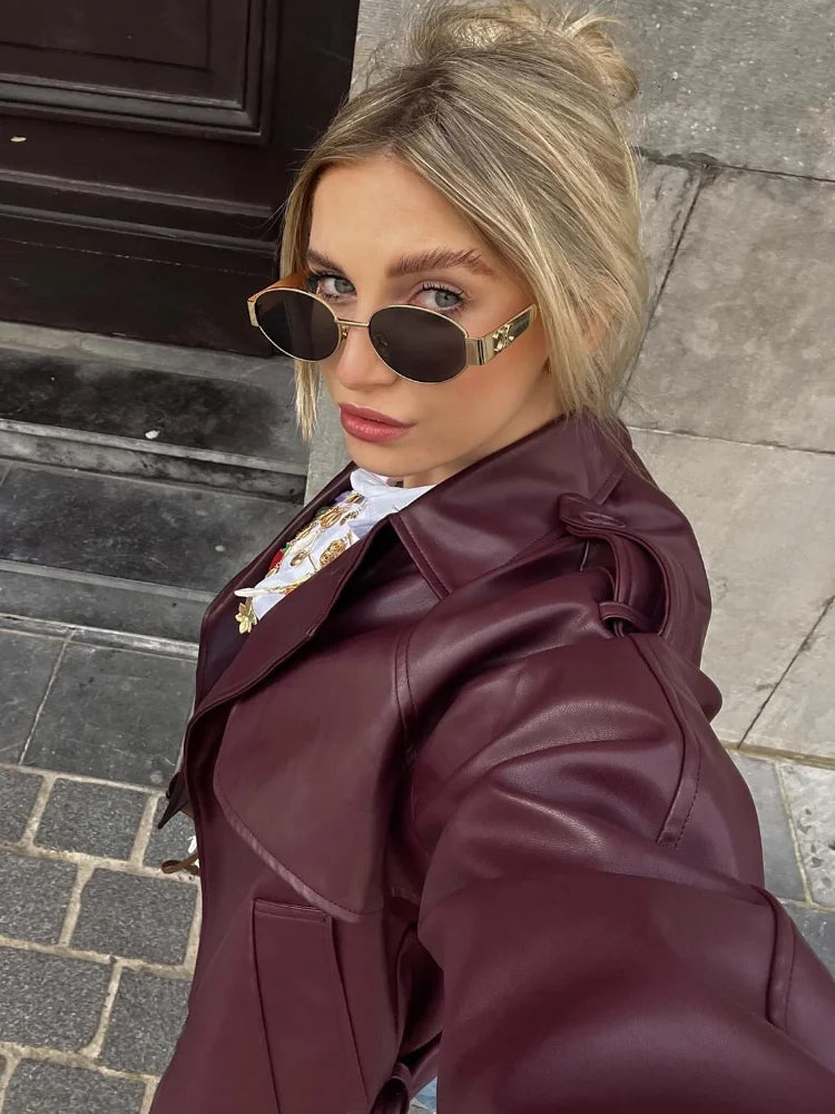 Bellaso - Bordeaux Kurze Trenchjacke