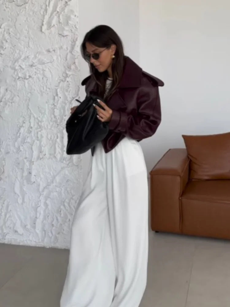 Schneider Mode | Chic cropped lederjacke damen mit revers