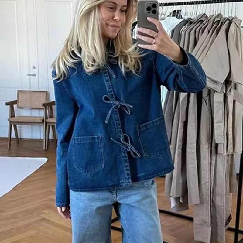 Bellaso - Jeansjack mit Schleife