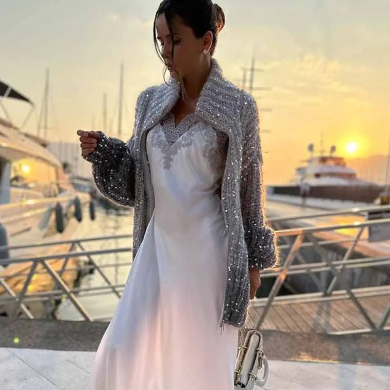 Bellaso Damen-Strickjacke mit Reißverschluss - Alicia