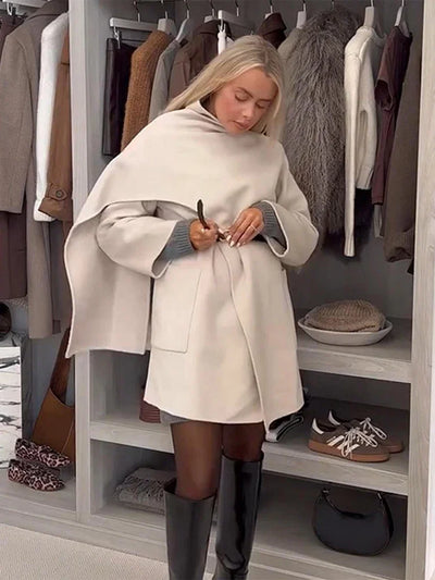 Schneider Mode | Bequem Damen-Asymmetrischer Wollmantel