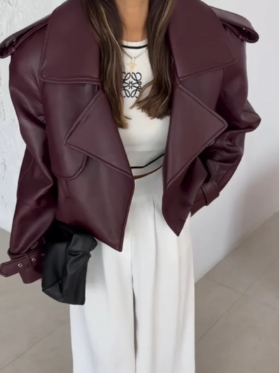 Schneider Mode | Chic cropped lederjacke damen mit revers