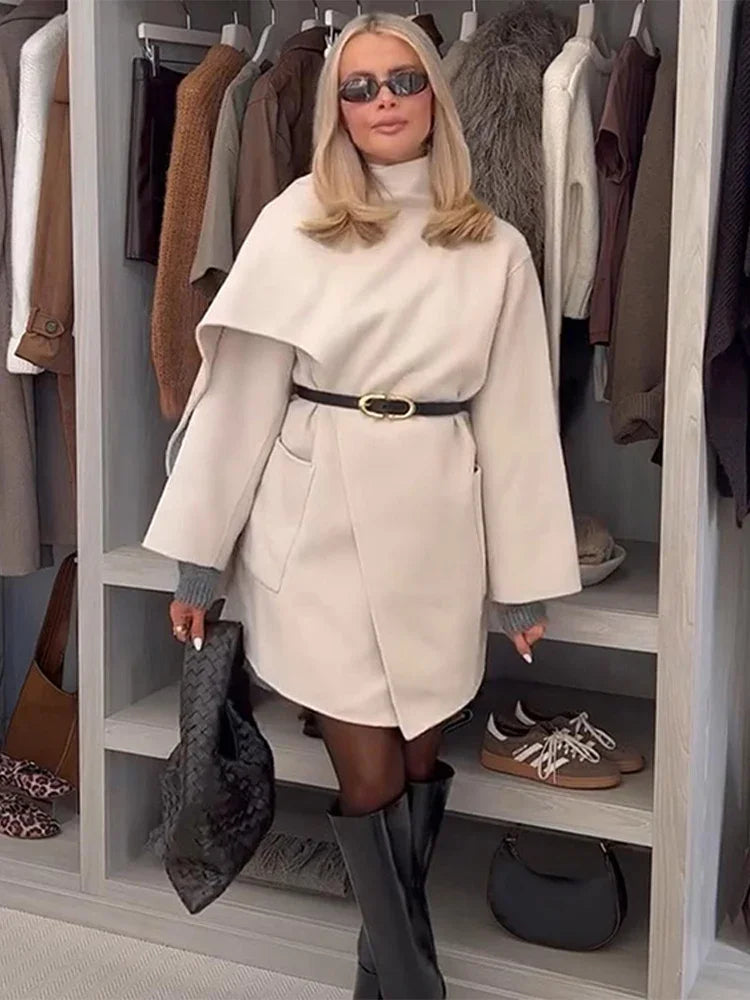 Schneider Mode | Bequem Damen-Asymmetrischer Wollmantel