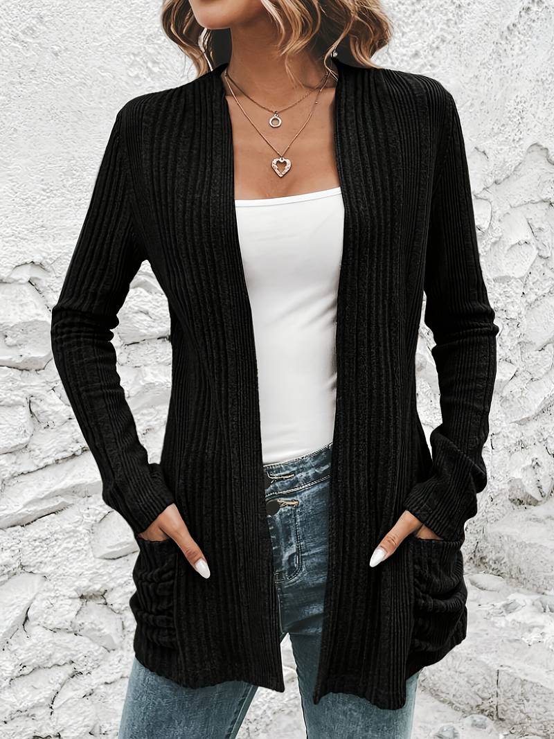 Bellaso – langärmliger cardigan mit offener vorderseite und zwei taschen