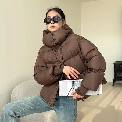 Zip-up-Daunenjacke mit Kapuze für Frauen