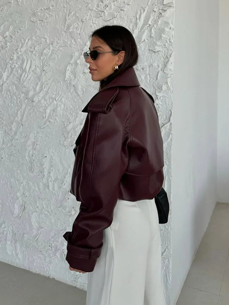 Schneider Mode | Chic cropped lederjacke damen mit revers