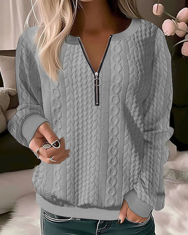 Bellaso – lässiger strickpullover mit halbem reibverschluss