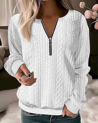 Bellaso – lässiger strickpullover mit halbem reibverschluss