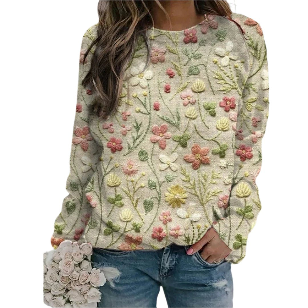 Zhane - Modischer Damenpullover mit Blumenmuster