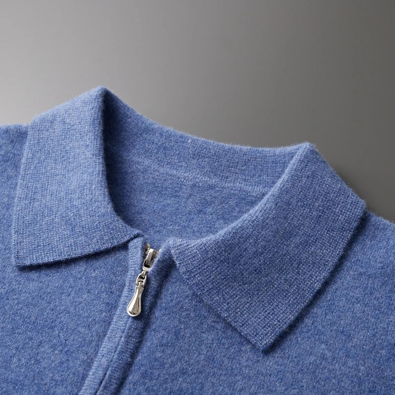 ZIP-POLO AUS 100 % KASCHMIR