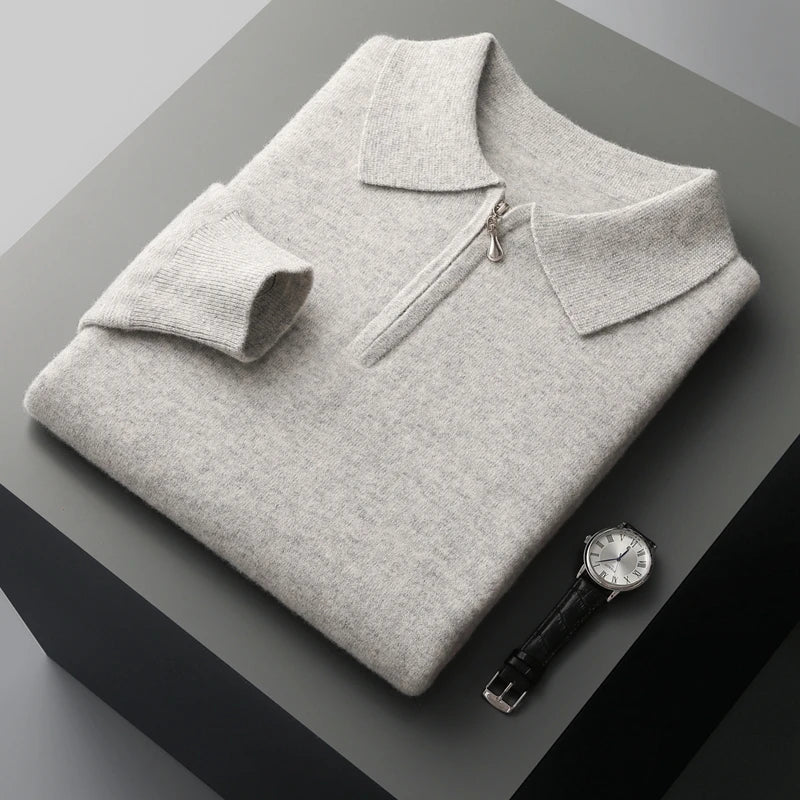 ZIP-POLO AUS 100 % KASCHMIR