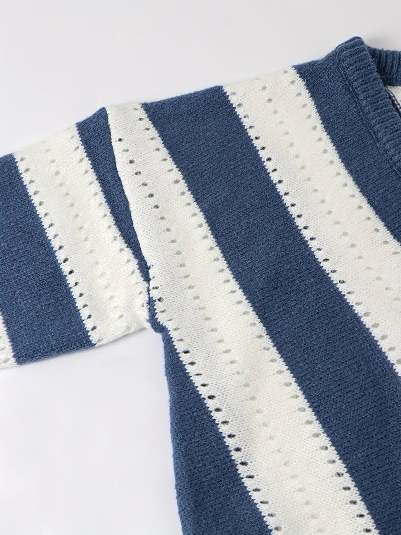 Bellaso – gestreifter pullover mit v-ausschnitt