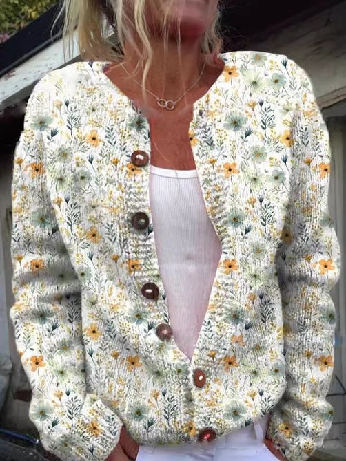 Isabel® | Strickjacke mit Blumenmuster
