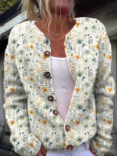 Isabel® | Strickjacke mit Blumenmuster