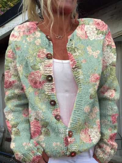 Isabel® | Strickjacke mit Blumenmuster
