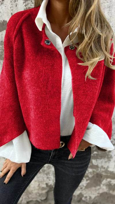 Bellaso - Langärmeliger Wollmantel mit Rundkragen für Damen