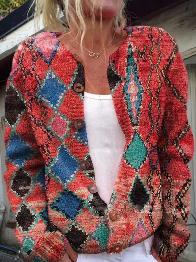 Isabel® | Strickjacke mit Blumenmuster