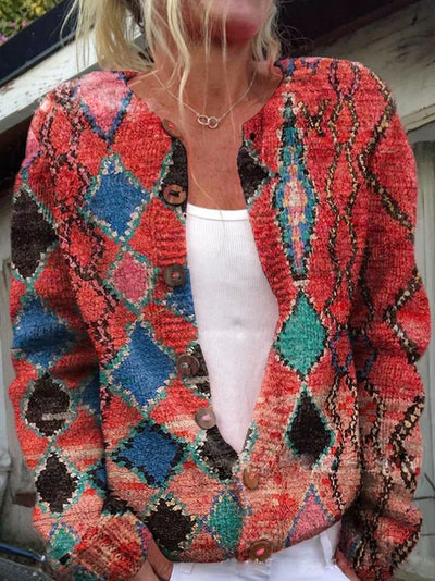 Isabel® | Strickjacke mit Blumenmuster