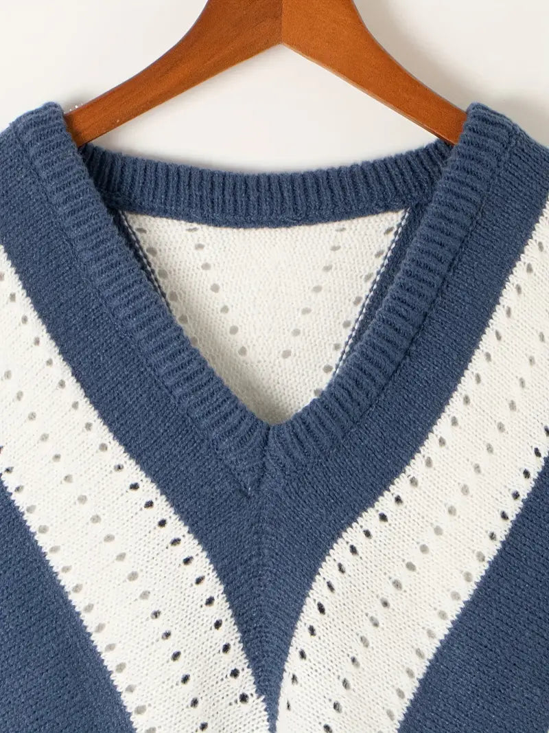 Bellaso – gestreifter pullover mit v-ausschnitt