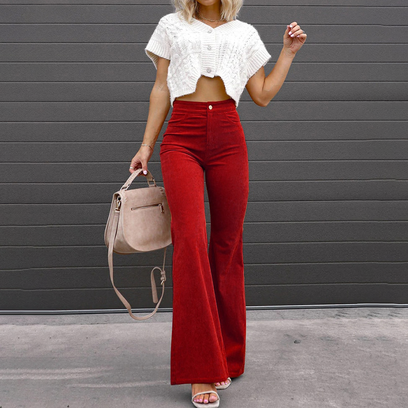Zafrina - Elegante Stoffhose mit hoher Taille und weitem Schnitt