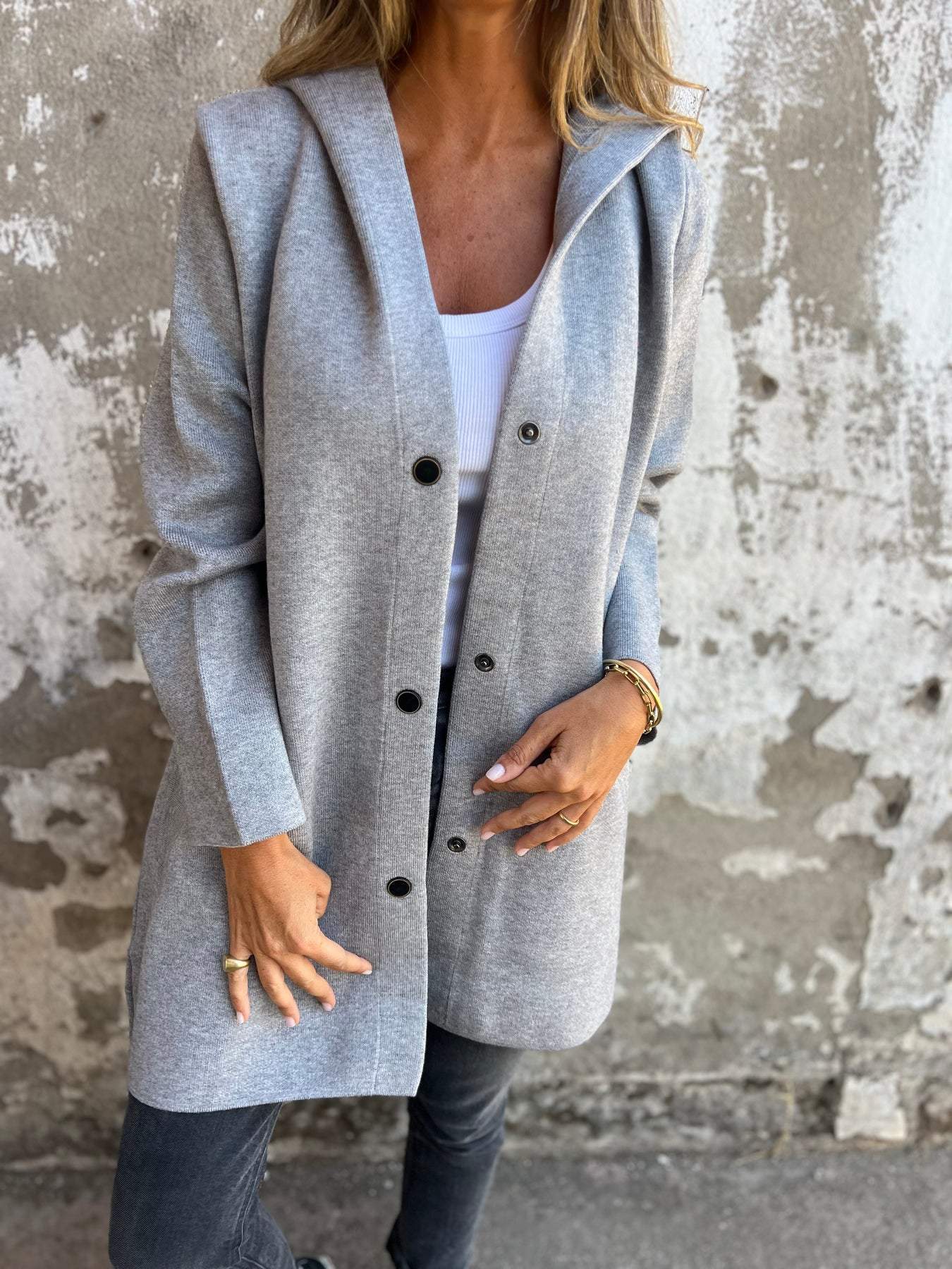 Bellaso - Lässiger einreihiger wollKapuzenblazer
