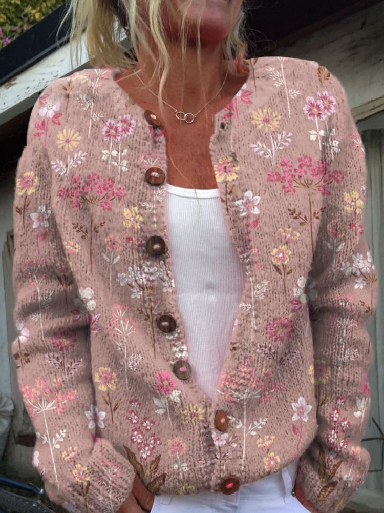 Isabel® | Strickjacke mit Blumenmuster