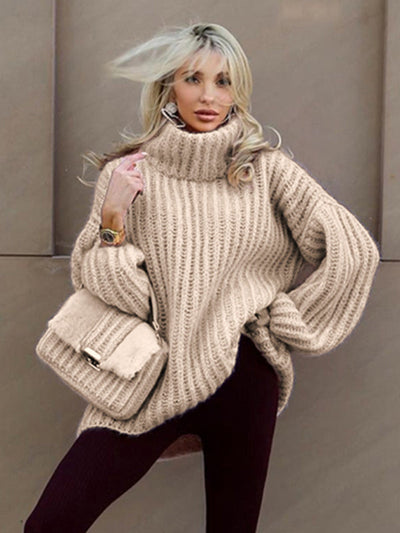 Schneider Mode | Damen-Strickpullover mit Oversize-Rollkragen und Ballonärmeln
