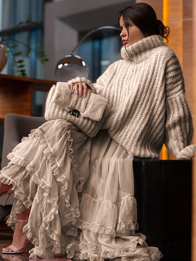 Schneider Mode | Damen-Strickpullover mit Oversize-Rollkragen und Ballonärmeln
