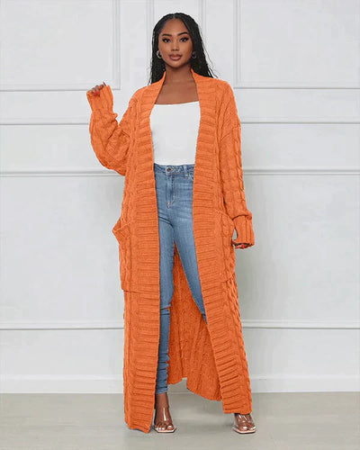 Bellaso - Lässiger, lockerer V-Ausschnitt, lange Strickjacke