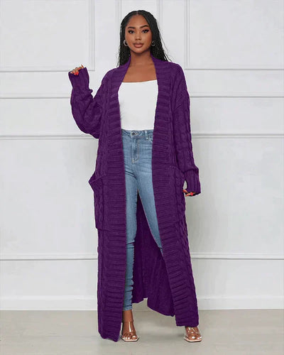 Bellaso - Lässiger, lockerer V-Ausschnitt, lange Strickjacke