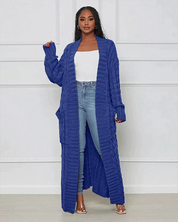 Bellaso - Lässiger, lockerer V-Ausschnitt, lange Strickjacke