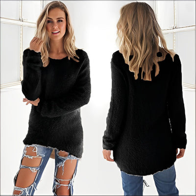 Bellaso -  2023 Lässiger Langarm-Pullover mit O-Ausschnitt