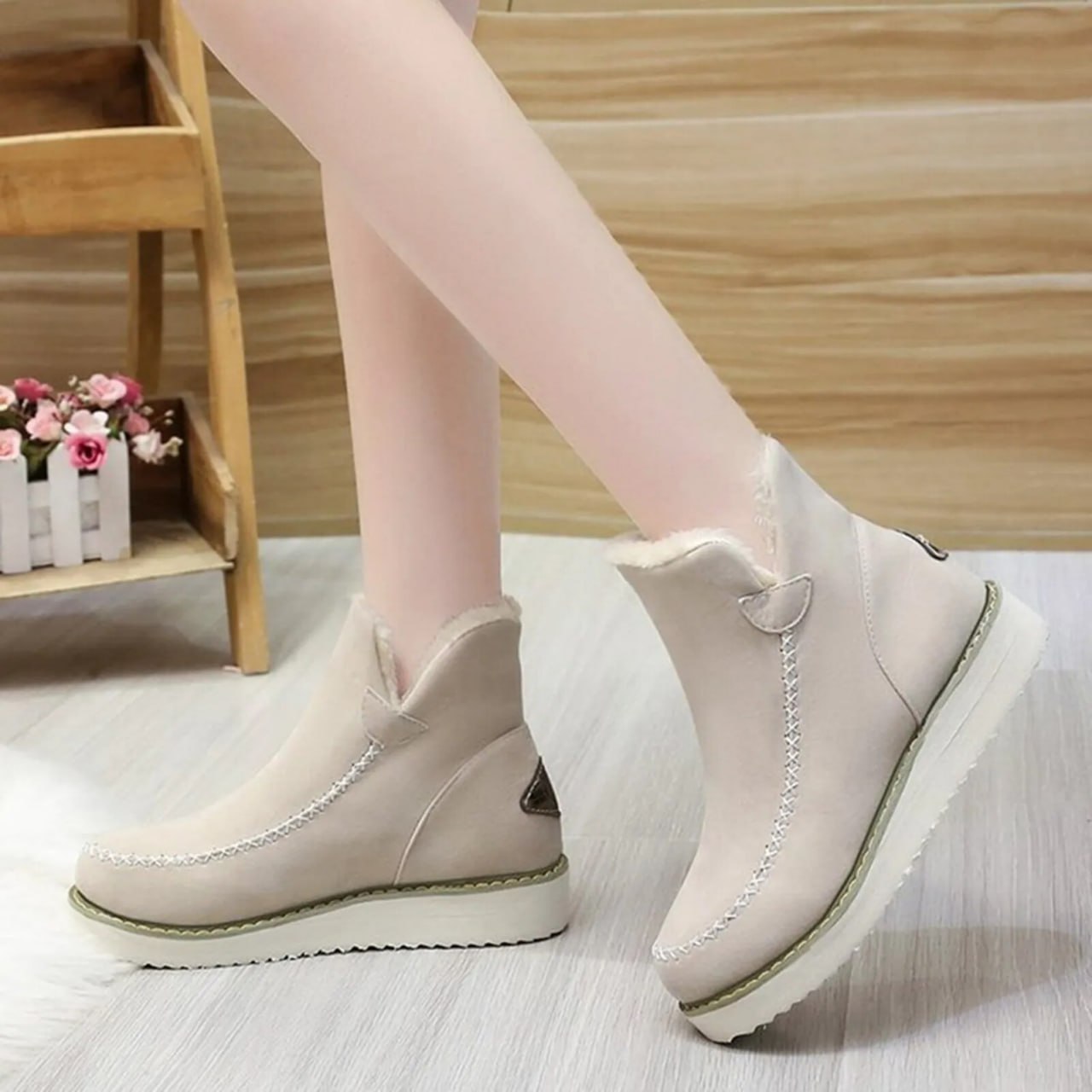 Bellaso - Damenstiefel aus Plüsch-Schafsfell