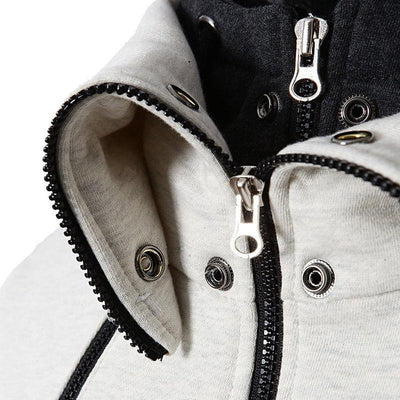 Zweifarbige Kapuzen Winterjacke für Herren