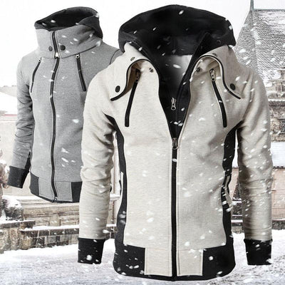 Zweifarbige Kapuzen Winterjacke für Herren