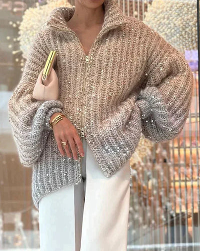 Bellaso Damen-Strickjacke mit Reißverschluss - Alicia